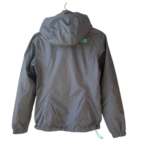 The North Face Grey Nylon Hooded Jacket Teal Mesh Lined Fall Coat Size SMALL - Picture 5 of 12